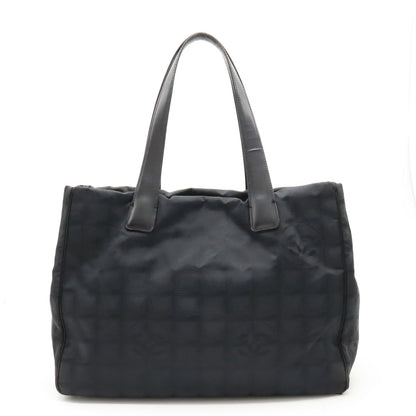 CHANEL NEW LABEL LINE Tote MM TORTE BAG Nylon  Black Black Gold  A15991