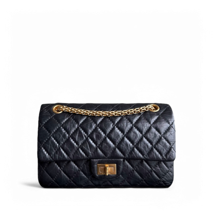 Chanel 2.55 Reissue 255 - 24CM Small Quilted Aged Calfskin Black Aged Gold Hardware Series 19