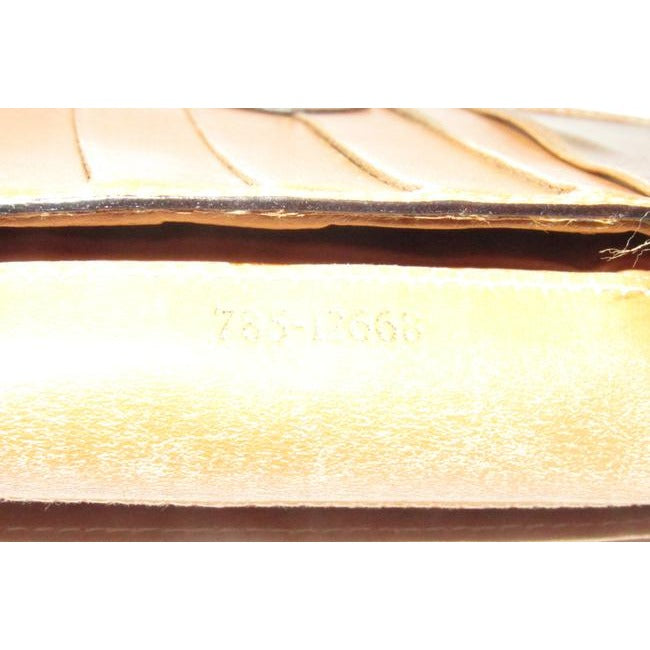 Fendi Brown And Black Thin Striped Coated Canvas And Camel Leather Xl Vintage Wallet