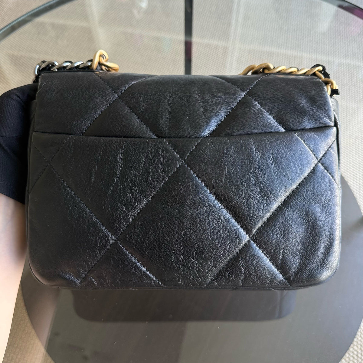Chanel 19 Bag Small C19 - Quilted Goatskin Black Gold Two-tone Hardware Series 30