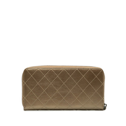 Chanel Matrace Long Wallet Gold Leather Lady Chanel