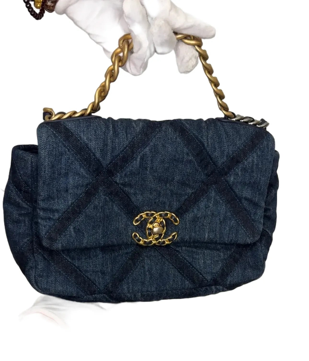 CHANEL Large Denim  Flap Bag A-