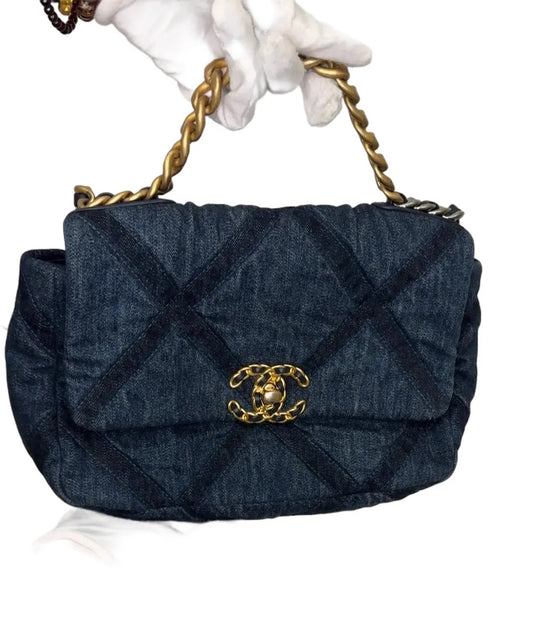 CHANEL Large Denim  Flap Bag A-