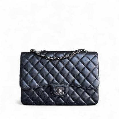 Chanel Classic Flap Jumbo - Single Flap Caviar 30CM Quilted Black Silver Hardware Series 13