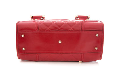 Burberry Red Leather Manor Quilted Tote