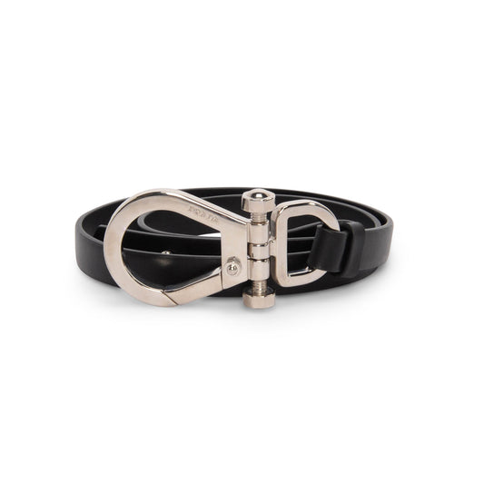 Prada Black Leather Harness Buckle Belt