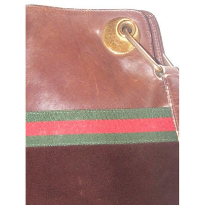 Gucci Webby Bag Eclipse W Early And Leather Sherry Stripe Brown Suede Tote