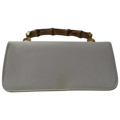 Gucci White Patent Leather Lunch Box Satchel W Bamboo Handle