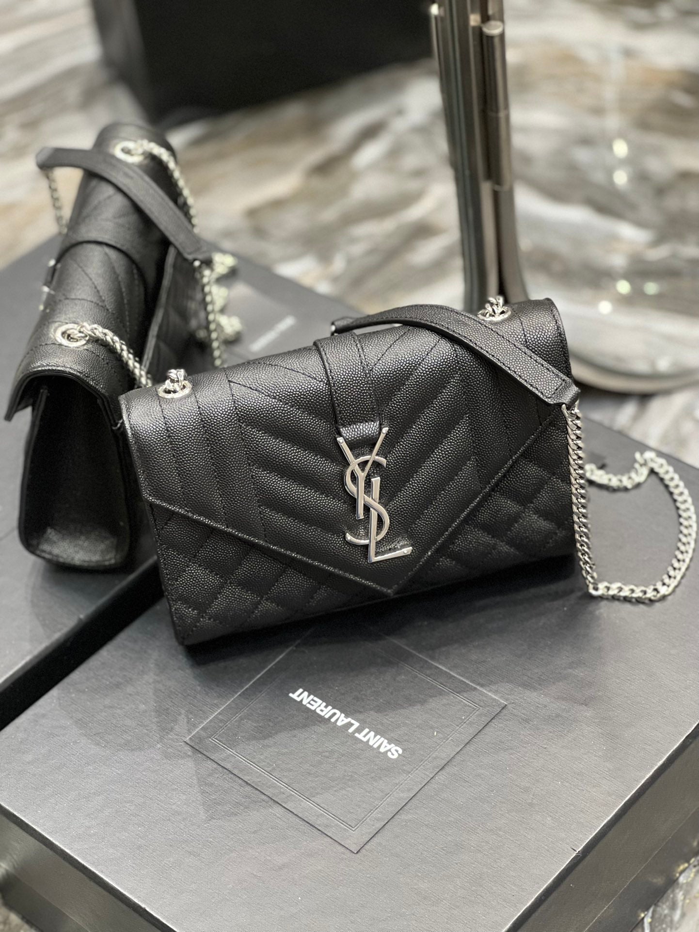 Yves Saint Laurent Small Bag Black In Mix Matelasse