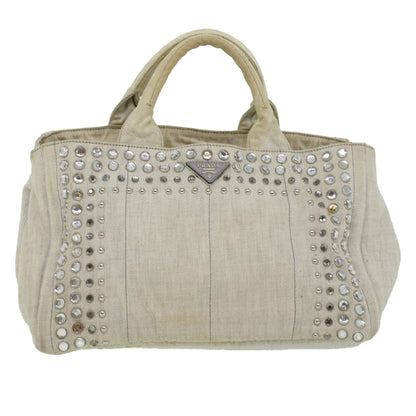 Prada Bijoux Canapa MM Tote Bag Canvas White  ac1225