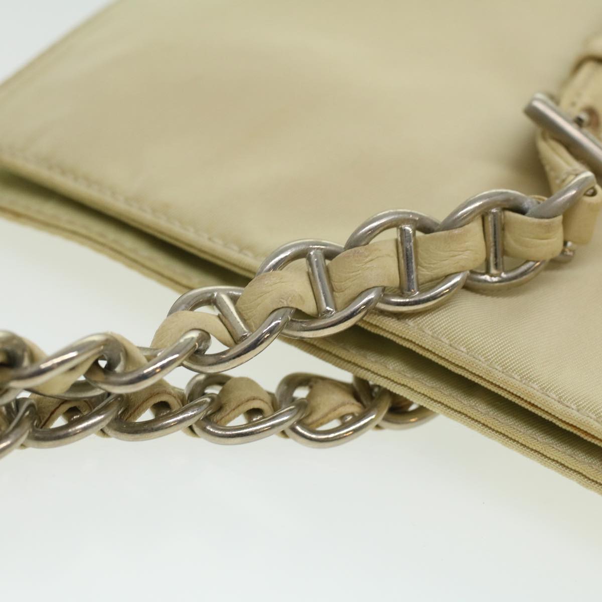 Prada Chain Shoulder Bag Nylon Beige  ac1622