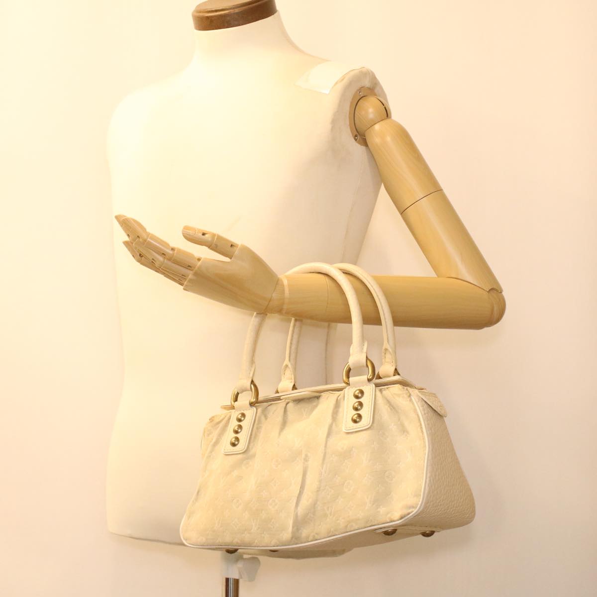 LOUIS VUITTON Monogram Mini Lin Trapeze PM Hand Bag Beige M40059 LV ac1844