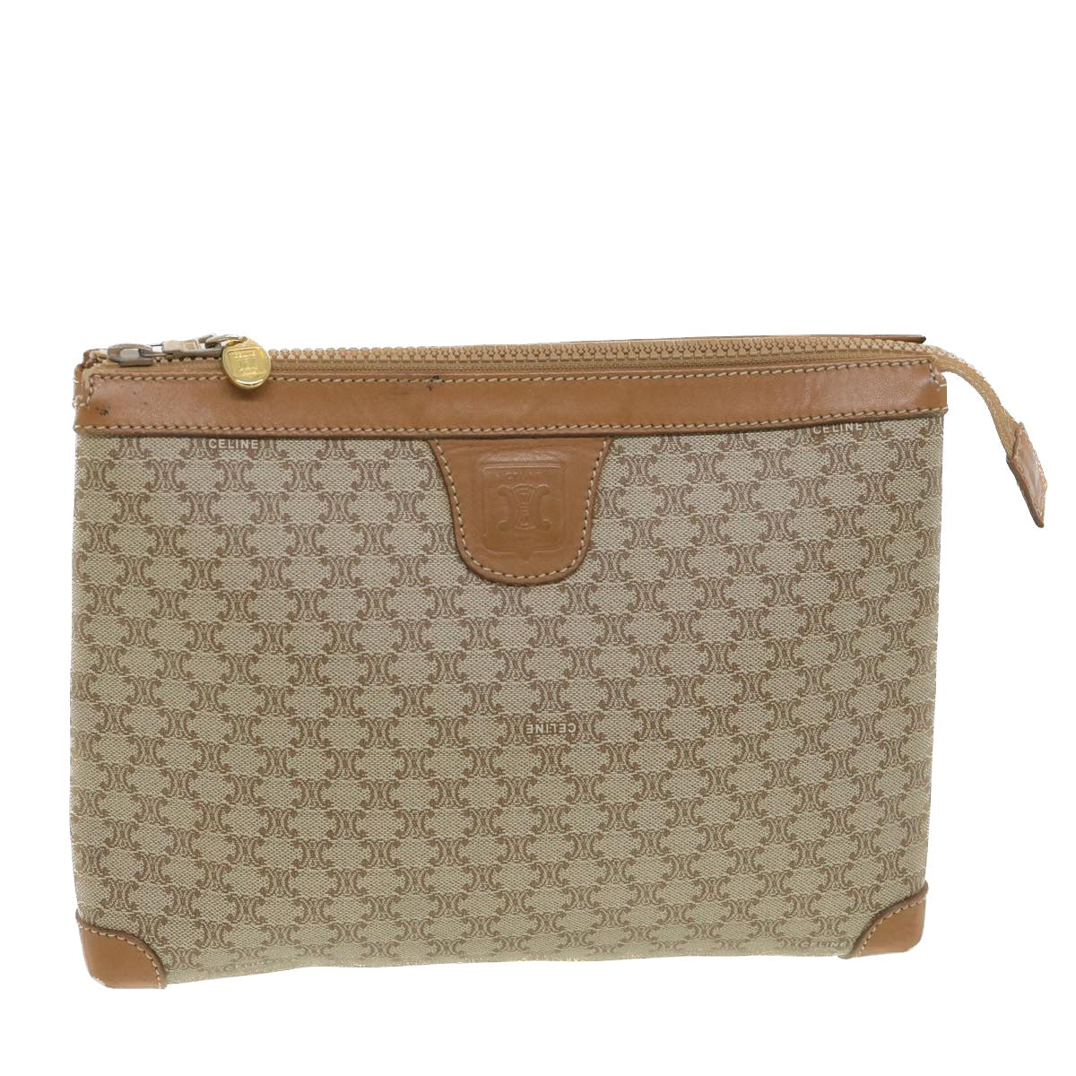 Celine Macadam Canvas Clutch Bag Beige  ac1845