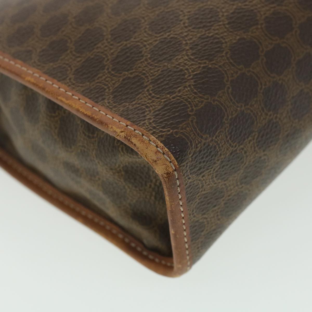 Celine Macadam Canvas Clutch Bag PVC Leather Brown  ac1846