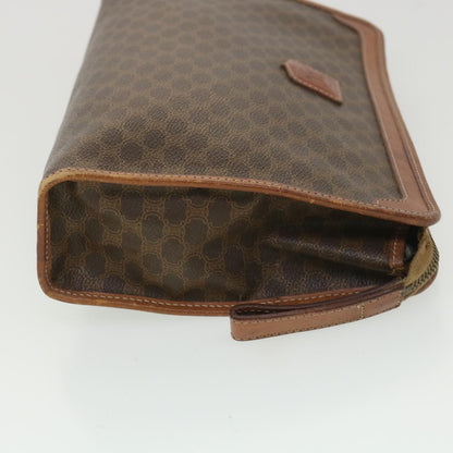 Celine Macadam Canvas Clutch Bag PVC Leather Brown  ac1846