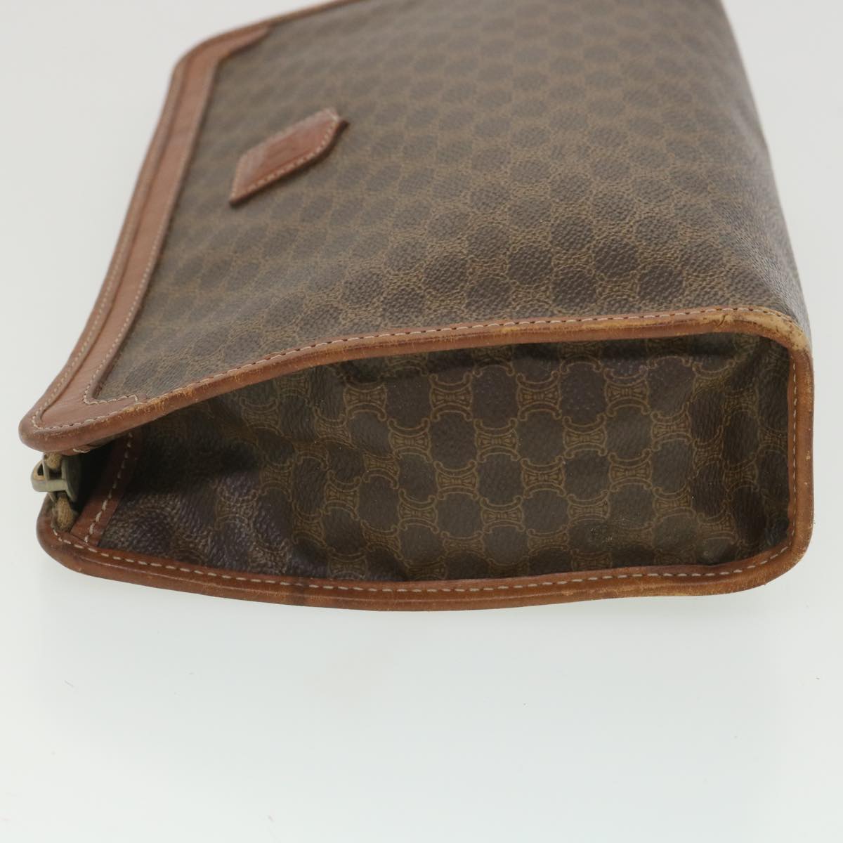 Celine Macadam Canvas Clutch Bag PVC Leather Brown  ac1846