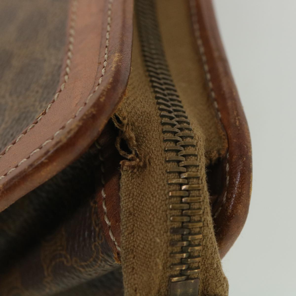 Celine Macadam Canvas Clutch Bag PVC Leather Brown  ac1846