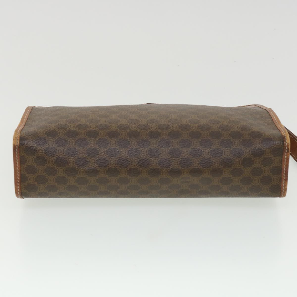 Celine Macadam Canvas Clutch Bag PVC Leather Brown  ac1846