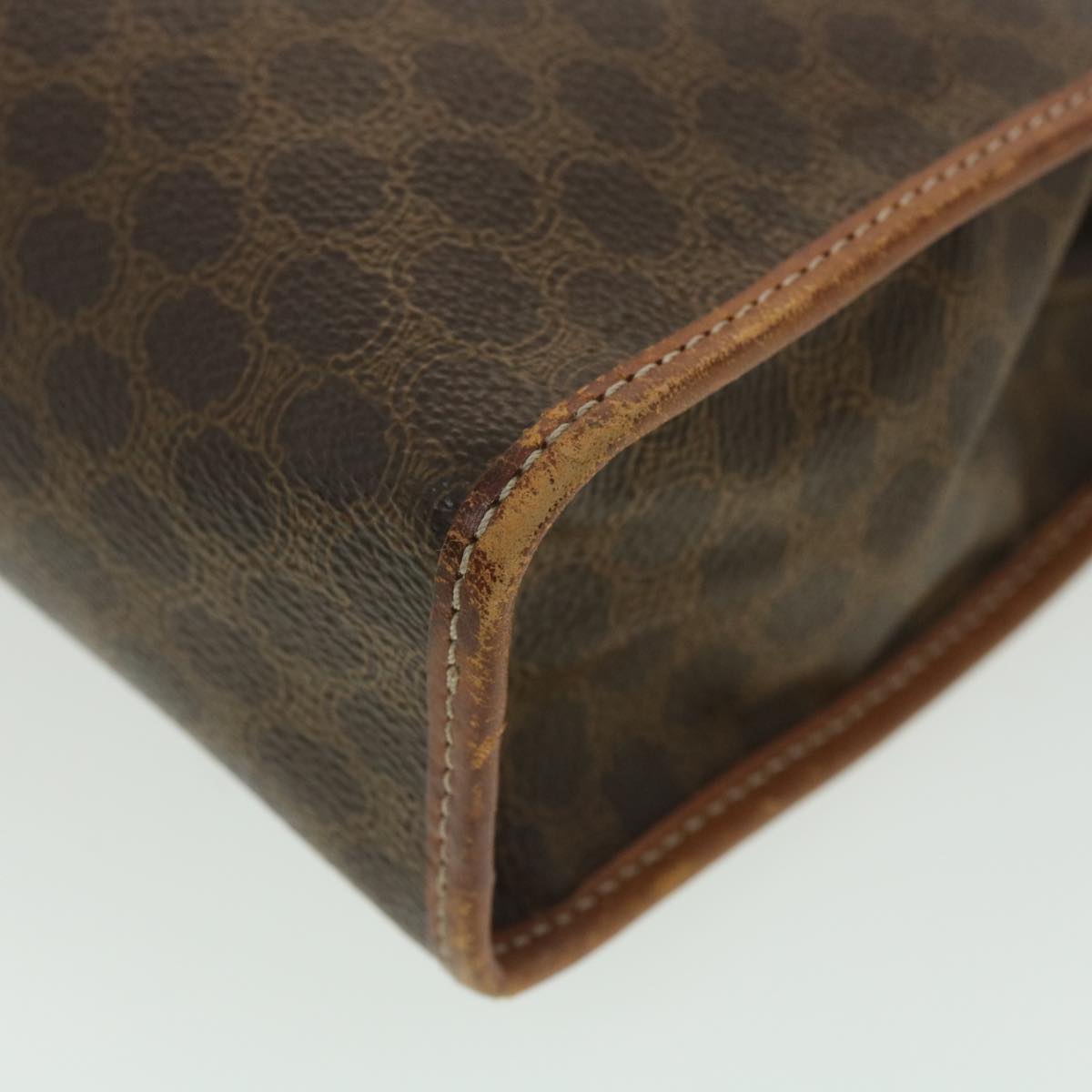 Celine Macadam Canvas Clutch Bag PVC Leather Brown  ac1846