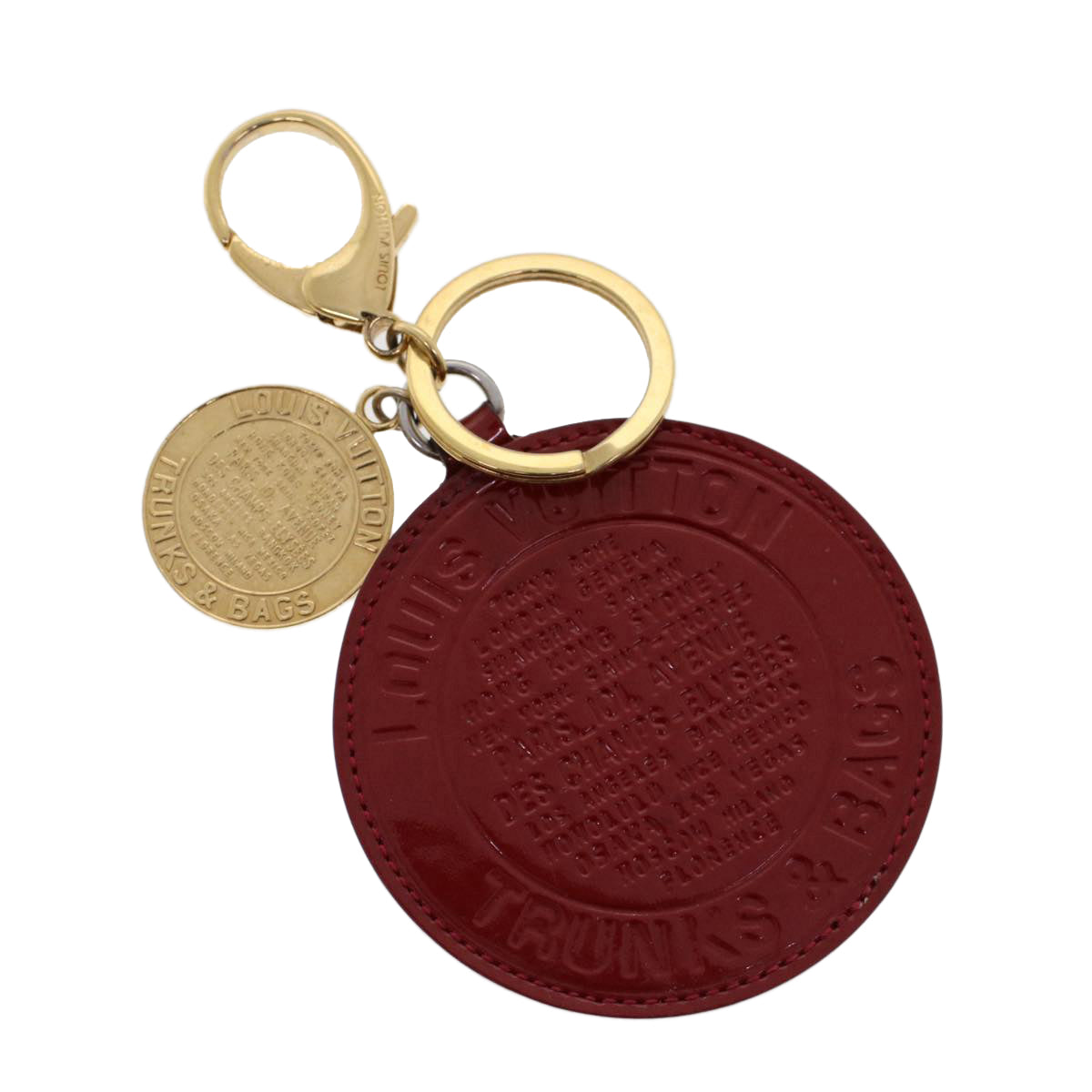 Louis Vuitton Vernis Porte Cles Ron Key Holder Red M93605 LV Auth ac1983