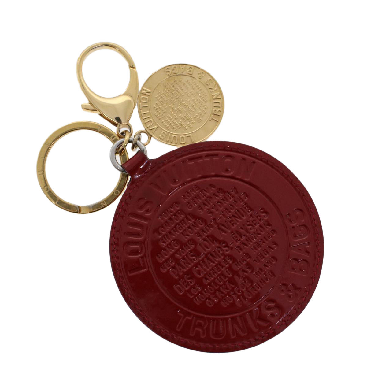 Louis Vuitton Vernis Porte Cles Ron Key Holder Red M93605 LV Auth ac1983