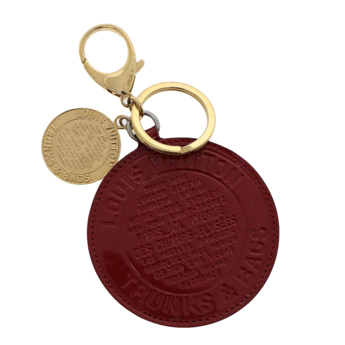 Louis Vuitton Vernis Porte Cles Ron Key Holder Red M93605 LV Auth ac1983