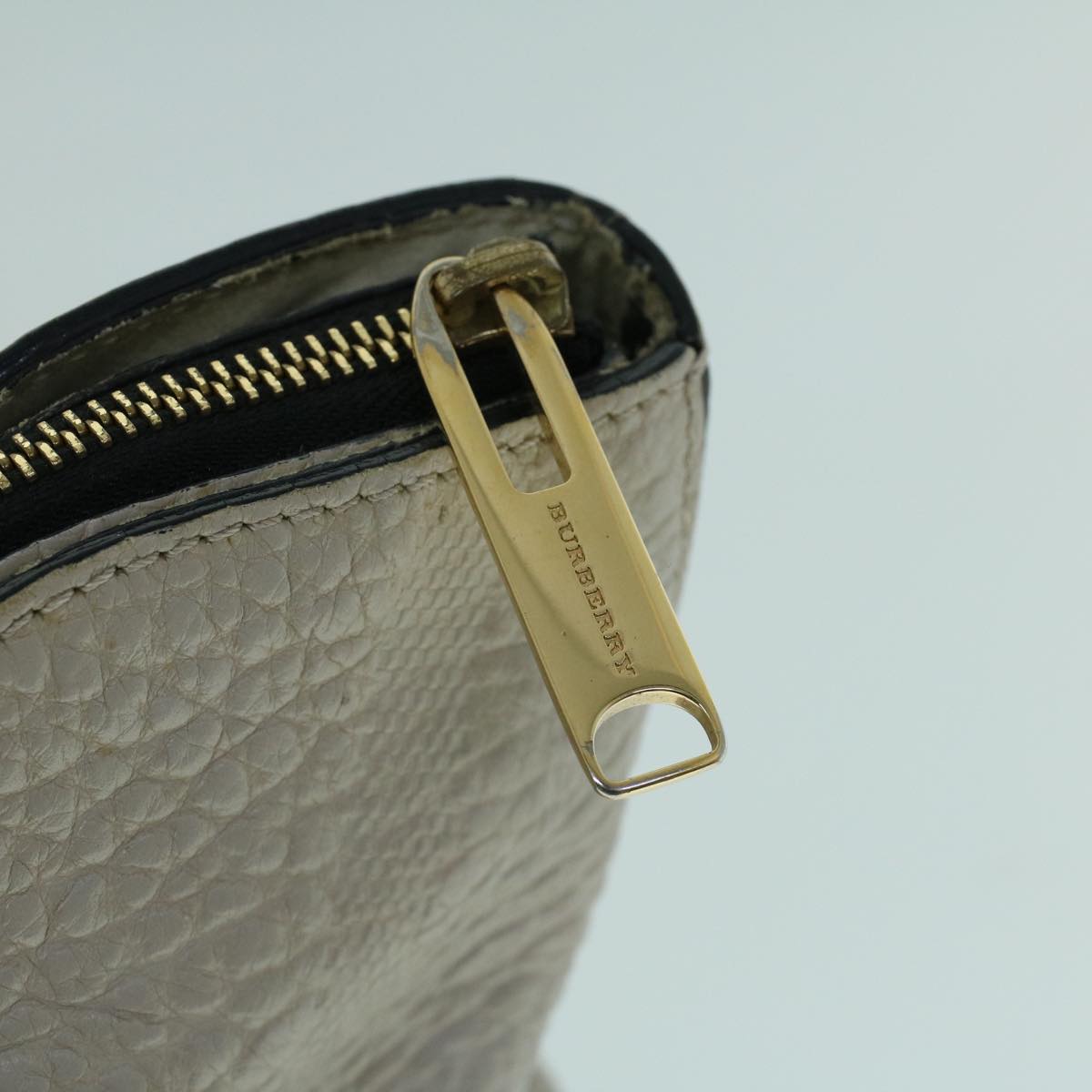 Burberry Tote Bag Leather Gray White Auth ac2169
