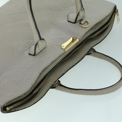 Burberry Tote Bag Leather Gray White Auth ac2169