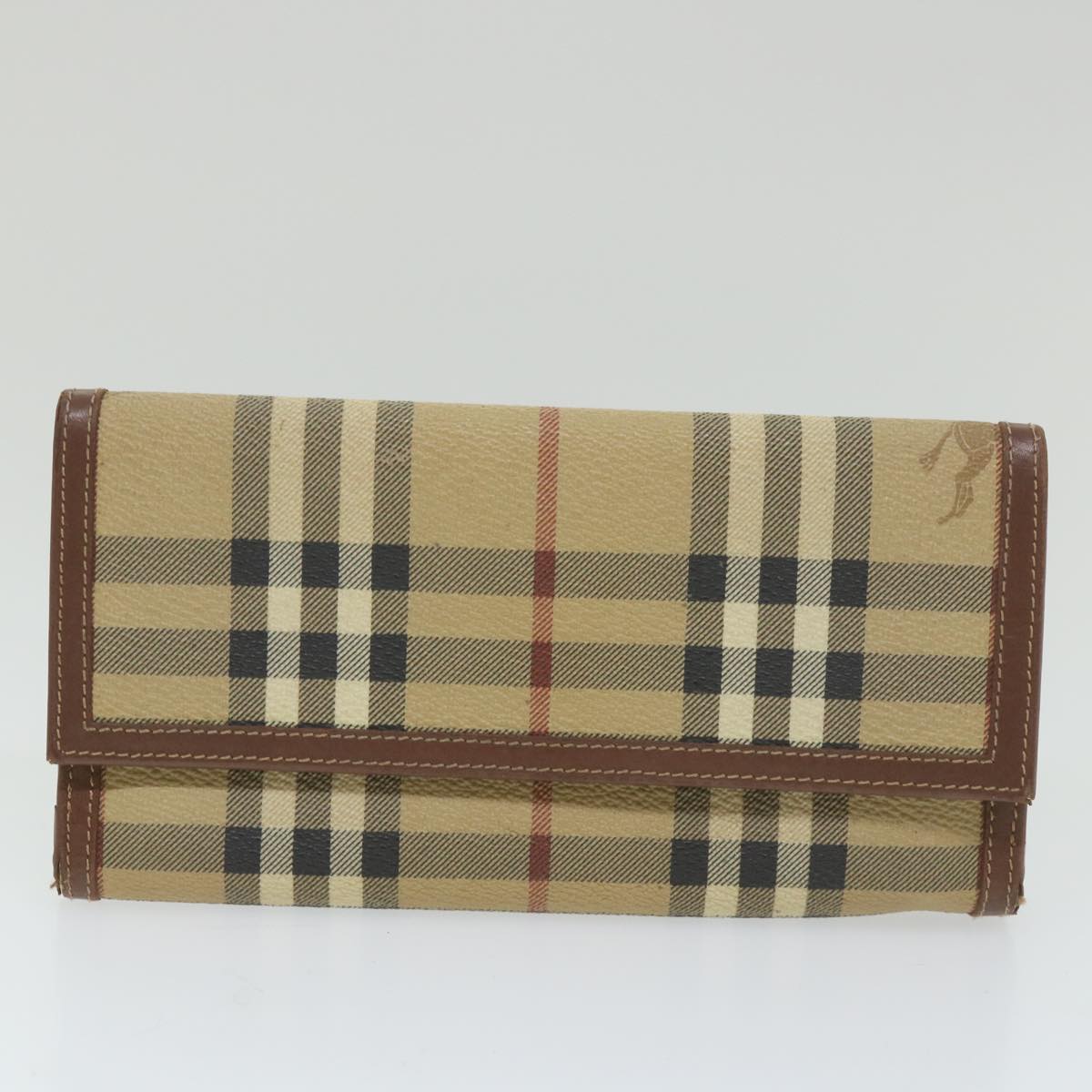 BurberrySs Nova Check Clutch Bag Leather 3Set Black Red Beige Auth ac2312