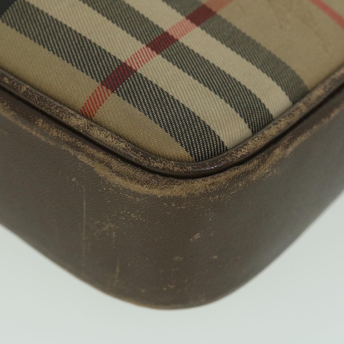 BurberrySs Nova Check Clutch Bag Nylon Canvas Beige Auth ac2346