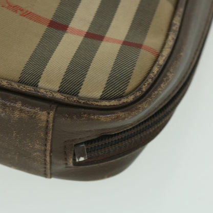 BurberrySs Nova Check Clutch Bag Nylon Canvas Beige Auth ac2346