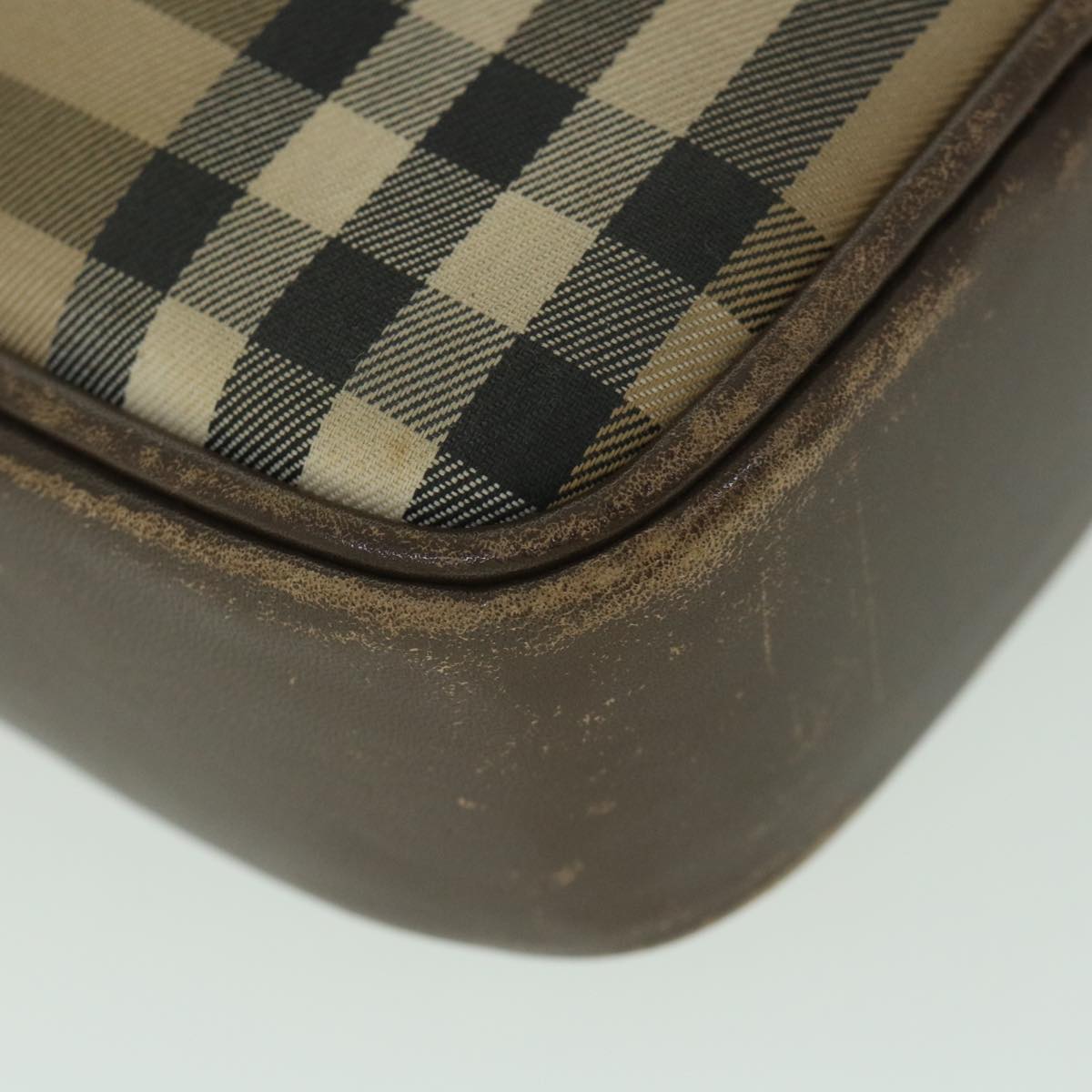 BurberrySs Nova Check Clutch Bag Nylon Canvas Beige Auth ac2346