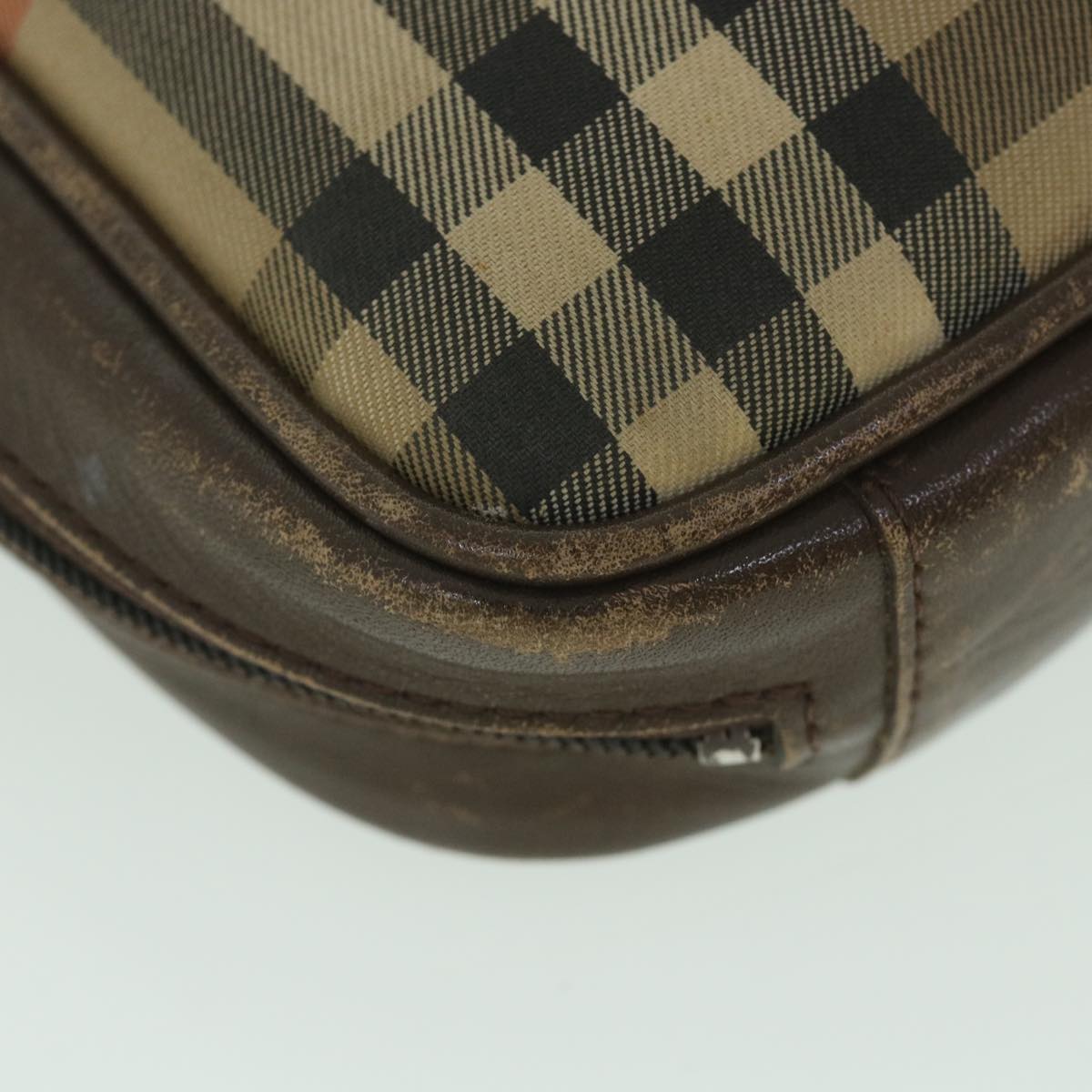 BurberrySs Nova Check Clutch Bag Nylon Canvas Beige Auth ac2346