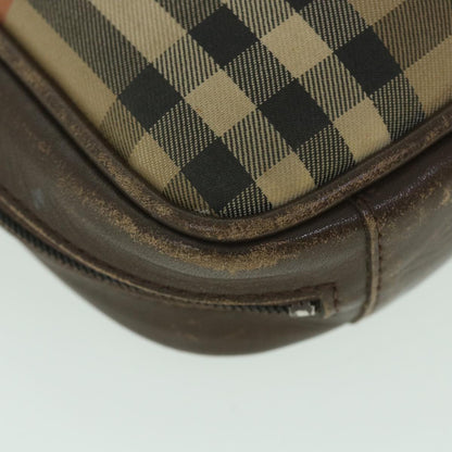 BurberrySs Nova Check Clutch Bag Nylon Canvas Beige Auth ac2346
