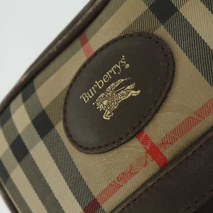 BurberrySs Nova Check Clutch Bag Nylon Canvas Beige Auth ac2346