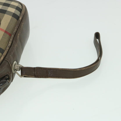 BurberrySs Nova Check Clutch Bag Nylon Canvas Beige Auth ac2346