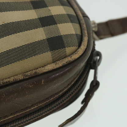 BurberrySs Nova Check Clutch Bag Nylon Canvas Beige Auth ac2346