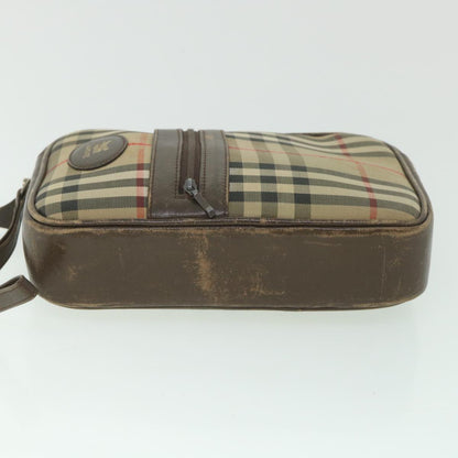 BurberrySs Nova Check Clutch Bag Nylon Canvas Beige Auth ac2346