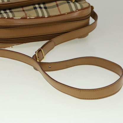 BurberrySs Nova Check Shoulder Bag PVC Leather Beige Auth ac2479