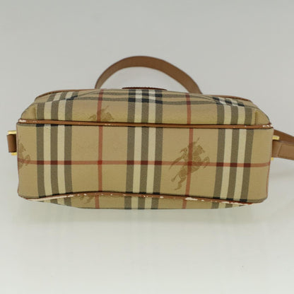 BurberrySs Nova Check Shoulder Bag PVC Leather Beige Auth ac2479