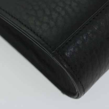 BurberrySs Clutch Bag Leather Black Auth ac2560