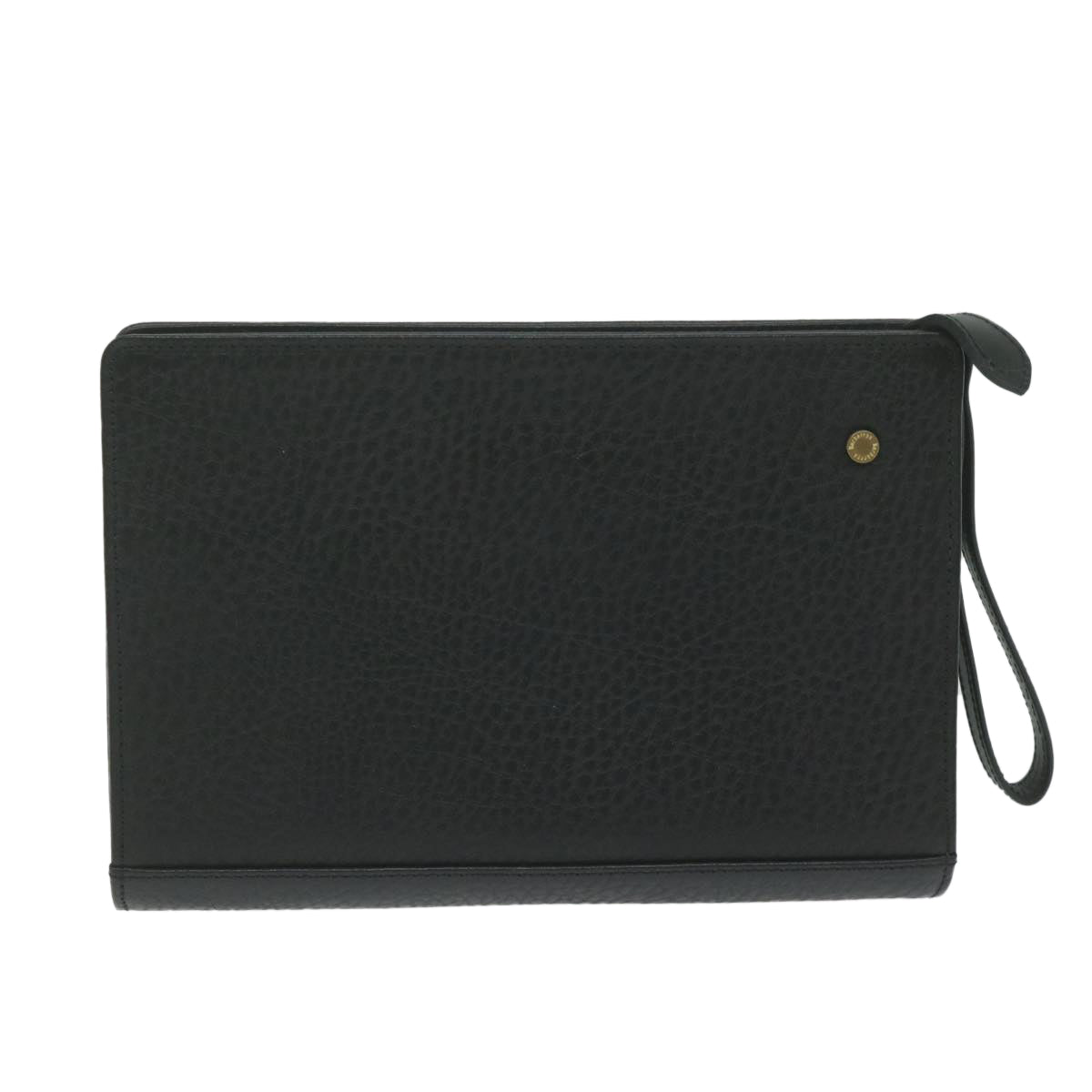 BurberrySs Clutch Bag Leather Black Auth ac2560