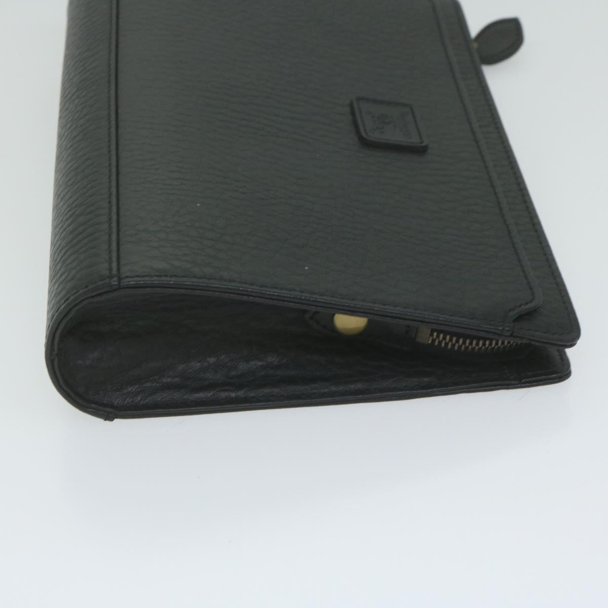 BurberrySs Clutch Bag Leather Black Auth ac2560