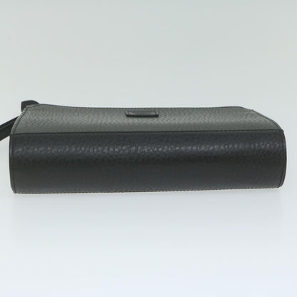 BurberrySs Clutch Bag Leather Black Auth ac2560