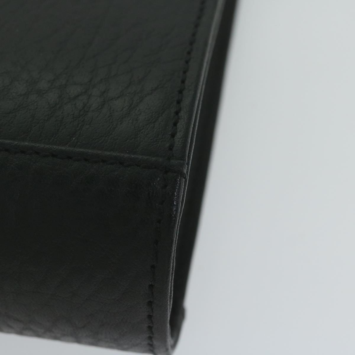 BurberrySs Clutch Bag Leather Black Auth ac2560