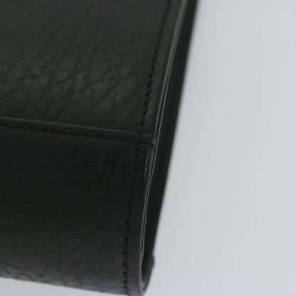 BurberrySs Clutch Bag Leather Black Auth ac2560