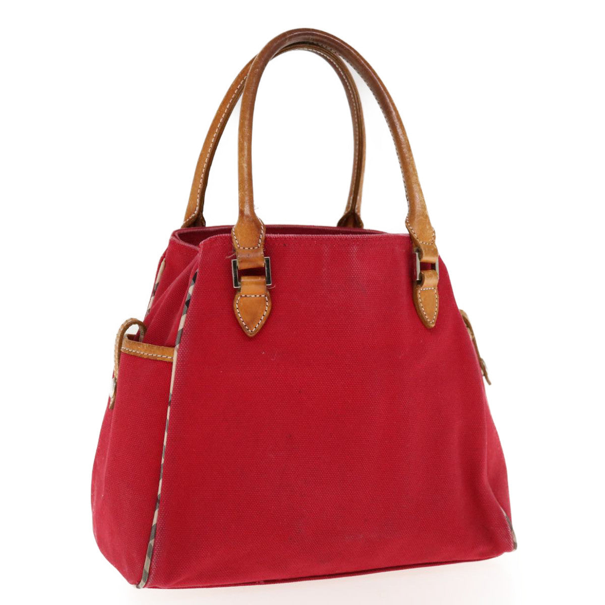 Burberry Hand Bag Canvas Red Auth ac2619