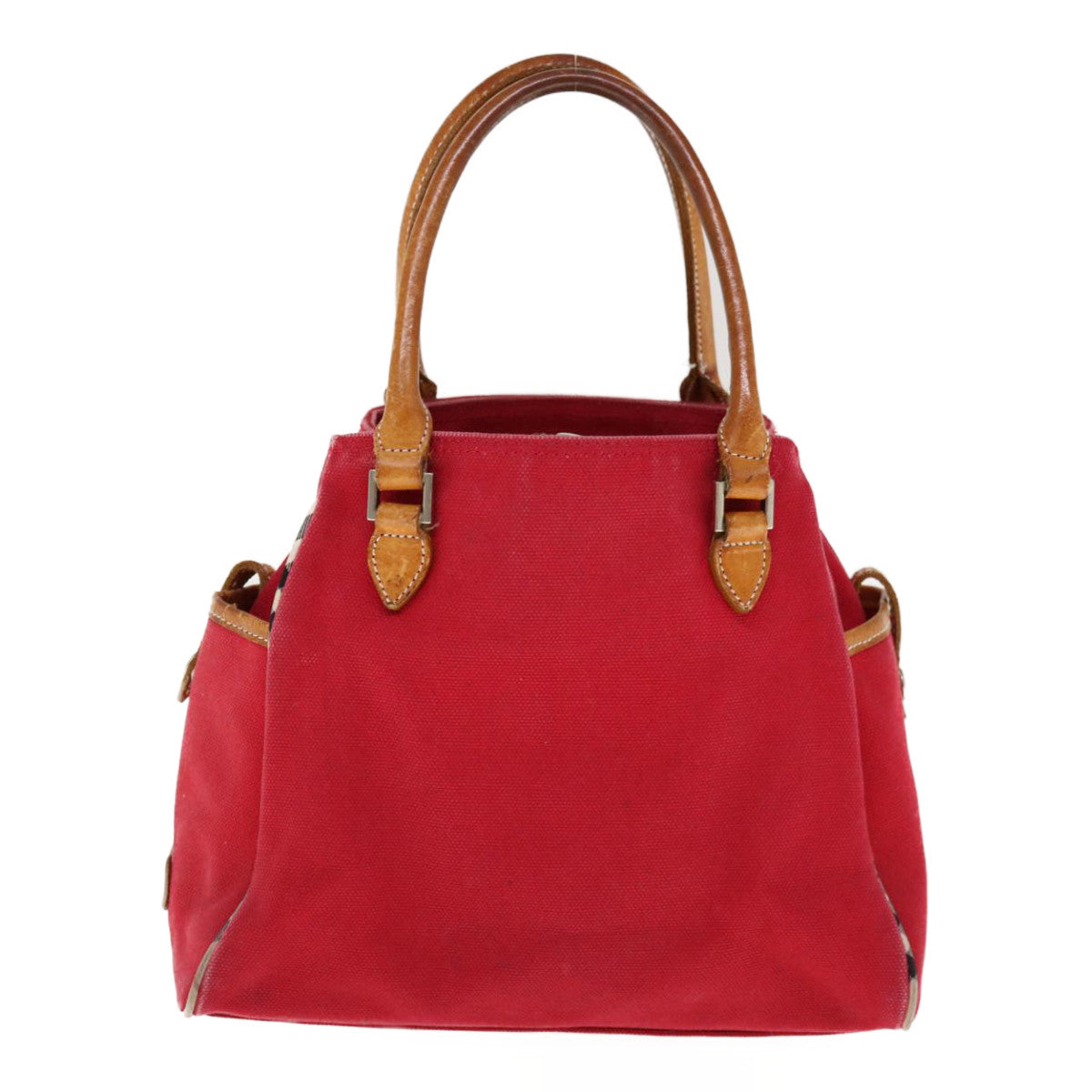 Burberry Hand Bag Canvas Red Auth ac2619