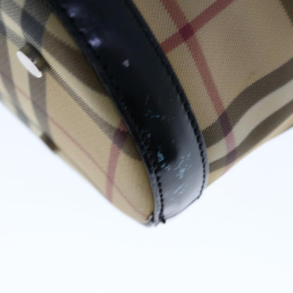 Burberry Nova Check Shoulder Bag Coated Canvas Beige Auth ac2665