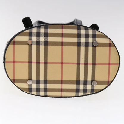 Burberry Nova Check Shoulder Bag Coated Canvas Beige Auth ac2665